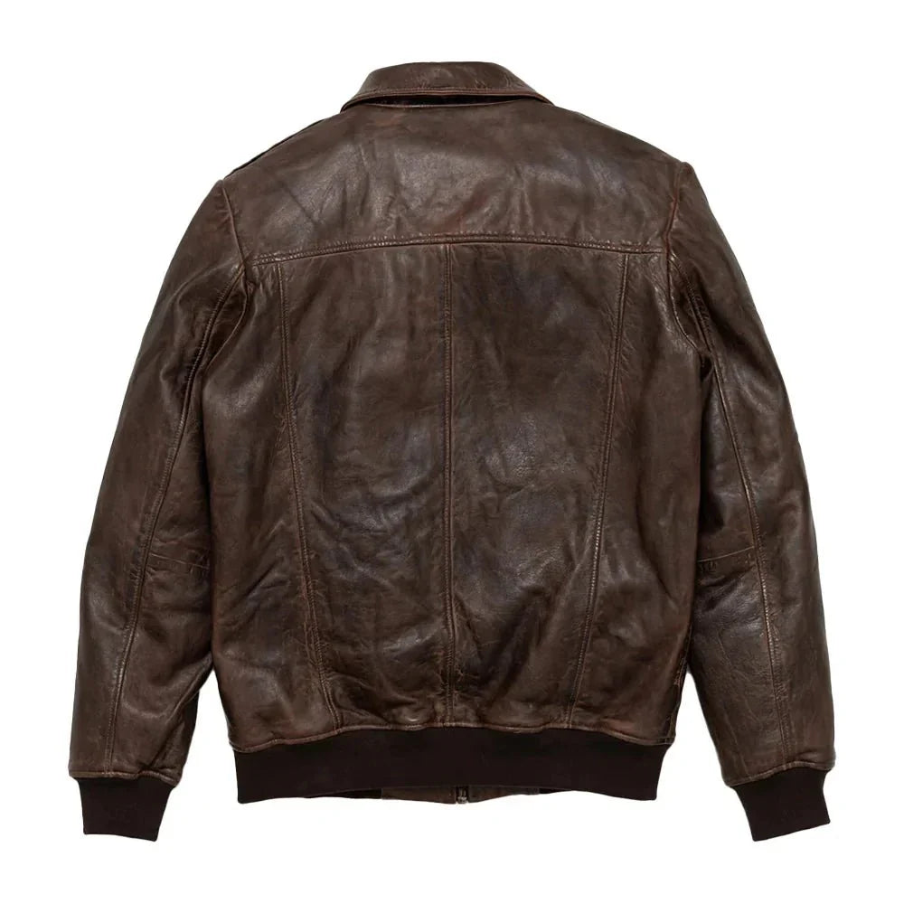 Men's Brown A2 Aviator Bomber Leather Jacket